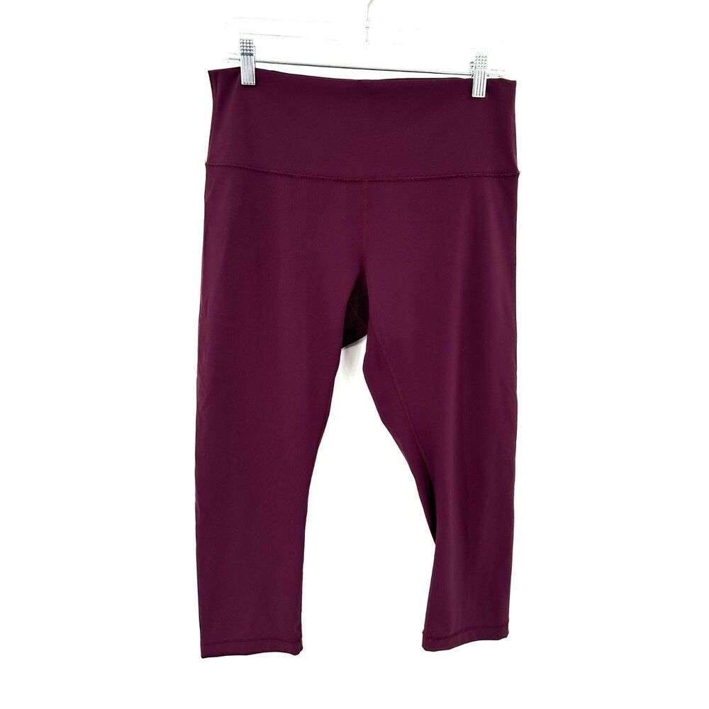 LULULEMON Women's Burgundy High Rise Crop Leggings Stretch Athletic Yoga Size 12